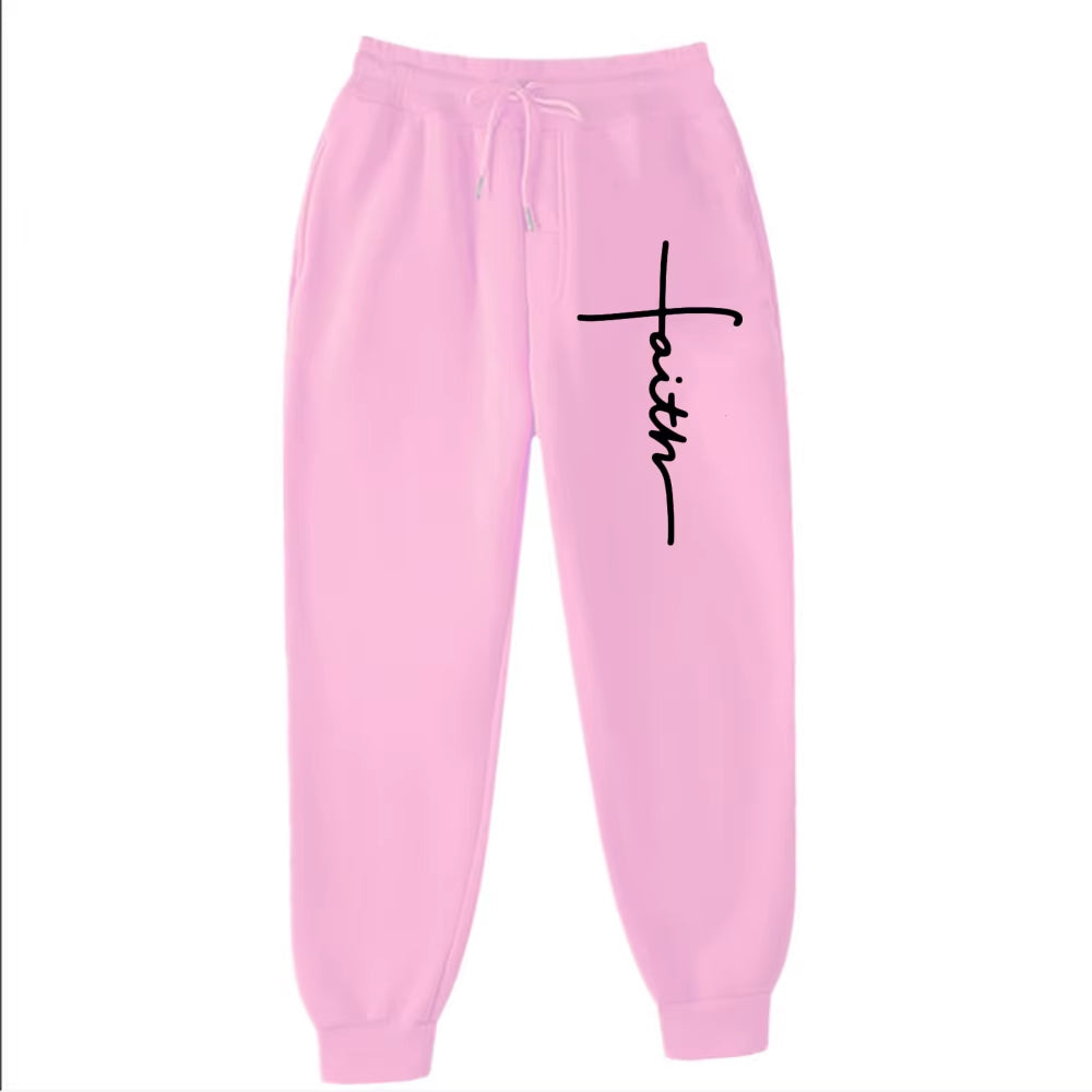 Christian Apparel Faith Sweatpants Religious Print Fleece Trousers Jesus Unisex Hip Hop Streetwear Jogging Pants