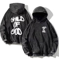 Child of God Print Vintage Washed Hoodie Men Women Cotton Long Sleeve Hip Hop Hooded Sweatshirt Casual Gothic Spring Autumn Top