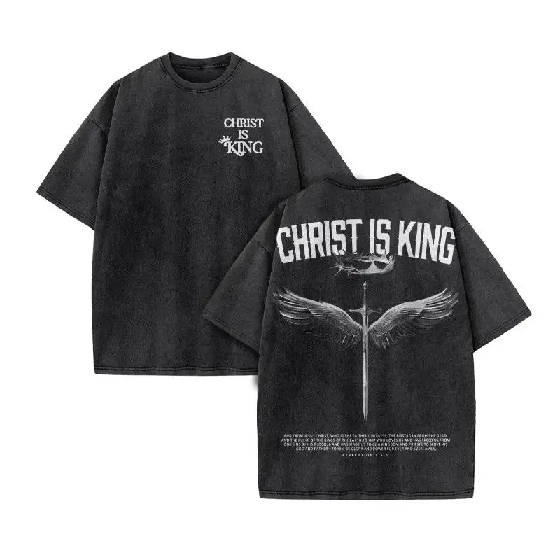 Christian Summer Men'S Washed T Shirt Loose Version Casual T Shirt Cotton Christian Vintage T Shirt Y2K Harajuku Style Unisex