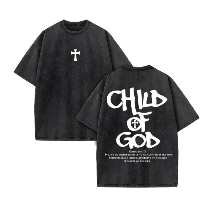 Christian Summer Men'S Washed T Shirt Loose Version Casual T Shirt Cotton Christian Vintage T Shirt Y2K Harajuku Style Unisex
