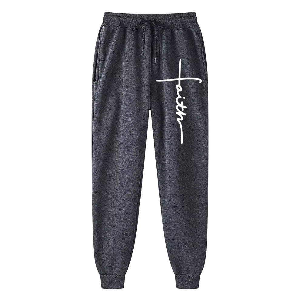 Christian Apparel Faith Sweatpants Religious Print Fleece Trousers Jesus Unisex Hip Hop Streetwear Jogging Pants