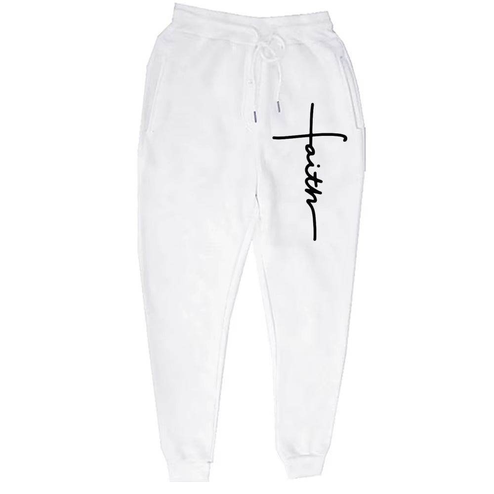 Christian Apparel Faith Sweatpants Religious Print Fleece Trousers Jesus Unisex Hip Hop Streetwear Jogging Pants